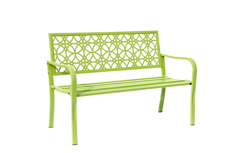 78660-B-GN -  Green Oasis Haven- All-Steel Garden Bench for Relaxation HI-LINE GIFT