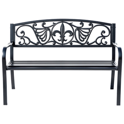78661-A-BK -  Sleek Black - Steel and Cast Iron Garden Bench in Timeless Black HI-LINE GIFT