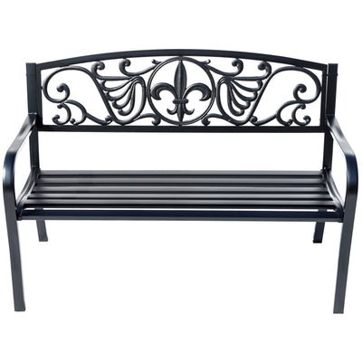 78661-A-BK -  Sleek Black - Steel and Cast Iron Garden Bench in Timeless Black HI-LINE GIFT