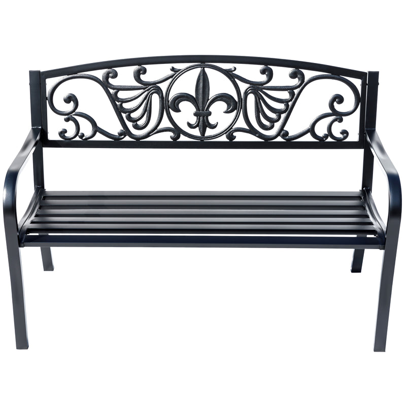 78661-A-BK -  Sleek Black - Steel and Cast Iron Garden Bench in Timeless Black HI-LINE GIFT