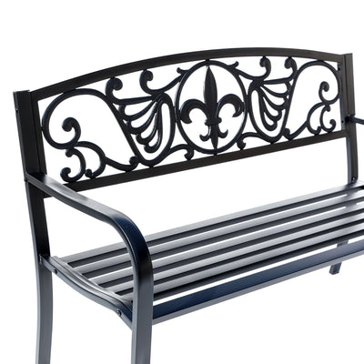78661-A-BK -  Sleek Black - Steel and Cast Iron Garden Bench in Timeless Black HI-LINE GIFT