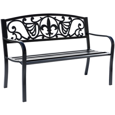 78661-A-BK -  Sleek Black - Steel and Cast Iron Garden Bench in Timeless Black HI-LINE GIFT