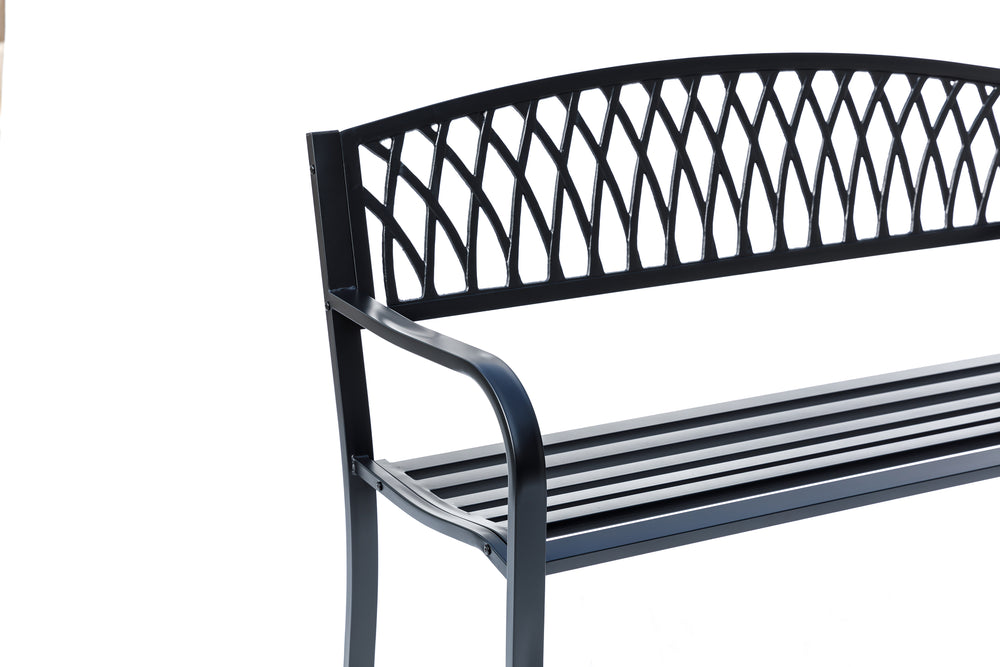 78661-C-BK -  Classic Black - Steel and Cast Iron Garden Bench for Outdoor Serenity HI-LINE GIFT