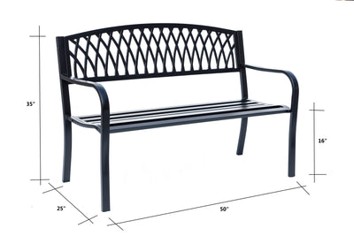 78661-C-BK -  Classic Black - Steel and Cast Iron Garden Bench for Outdoor Serenity HI-LINE GIFT