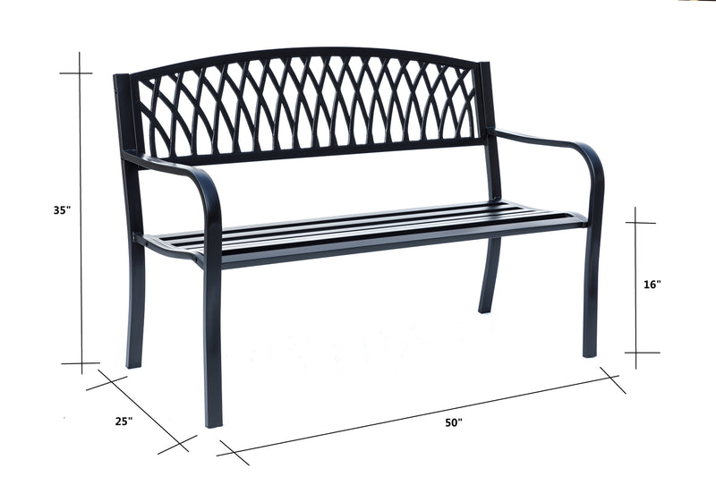 78661-C-BK -  Classic Black - Steel and Cast Iron Garden Bench for Outdoor Serenity HI-LINE GIFT