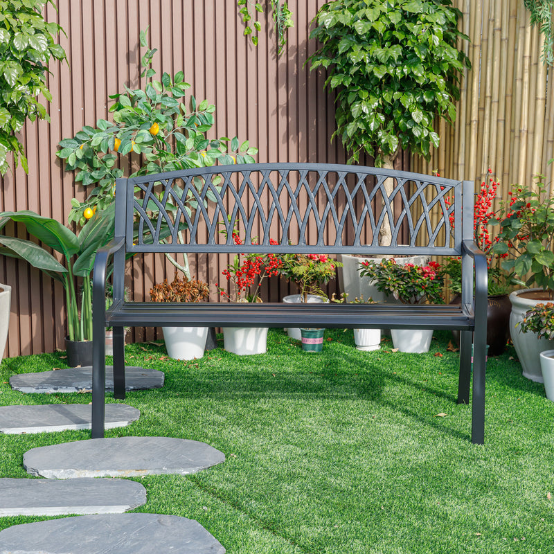 78661-C-BK -  Classic Black - Steel and Cast Iron Garden Bench for Outdoor Serenity HI-LINE GIFT