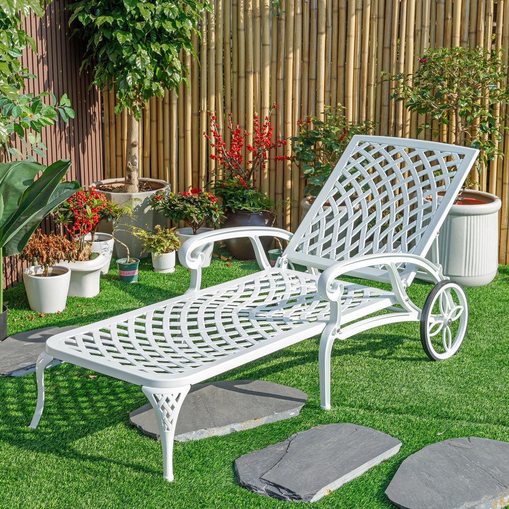 78663-WT - Pure Elegance- White Cast Aluminium Garden Bench for