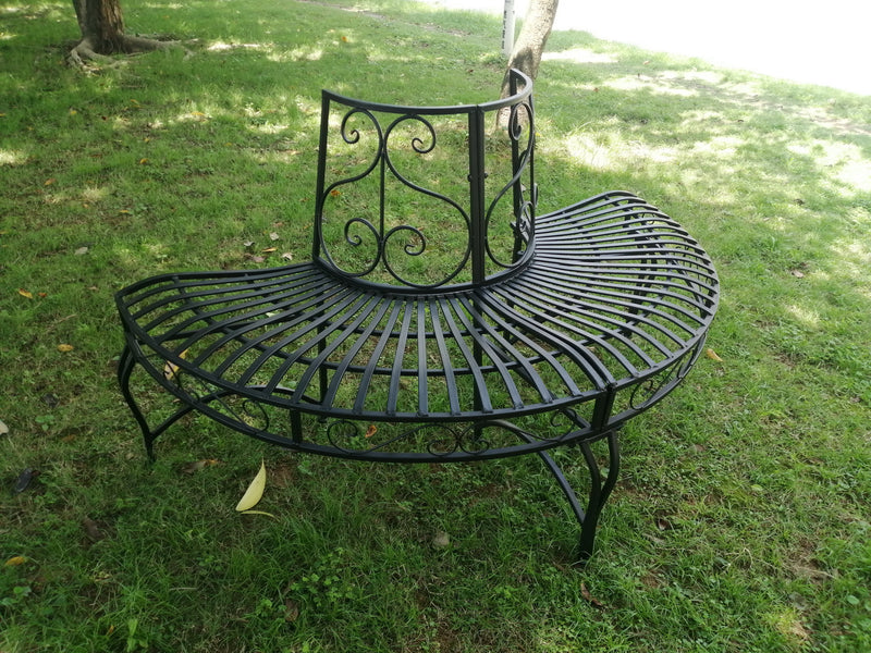 Black Semi-Circle Tree-Wrap Bench HI-LINE GIFT LTD.