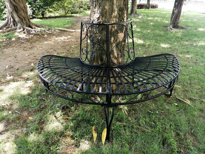 Black Semi-Circle Tree-Wrap Bench HI-LINE GIFT LTD.