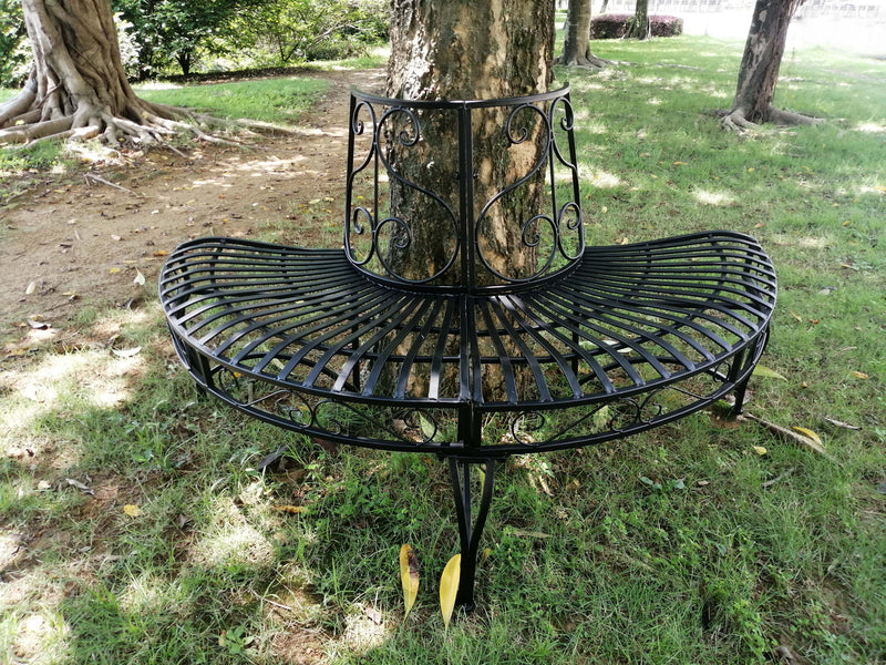 Black Semi-Circle Tree-Wrap Bench HI-LINE GIFT LTD.