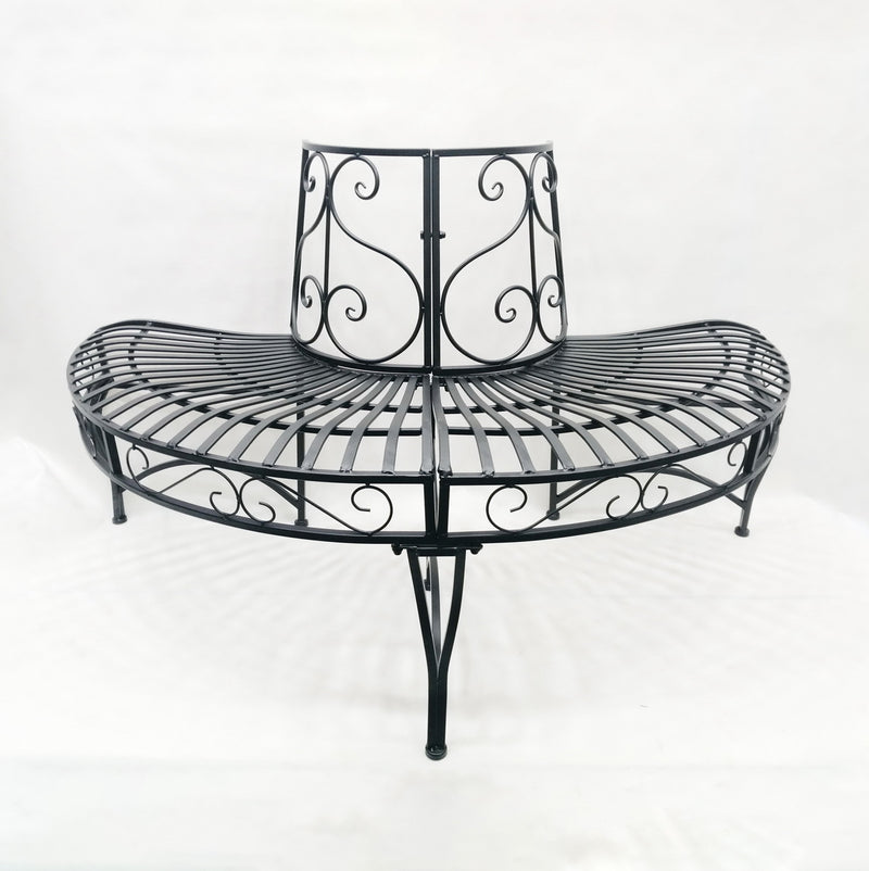 Black Semi-Circle Tree-Wrap Bench HI-LINE GIFT LTD.
