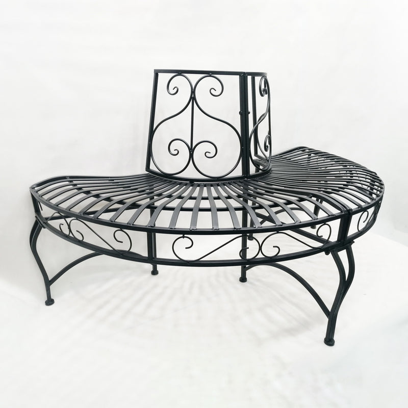 Black Semi-Circle Tree-Wrap Bench HI-LINE GIFT LTD.