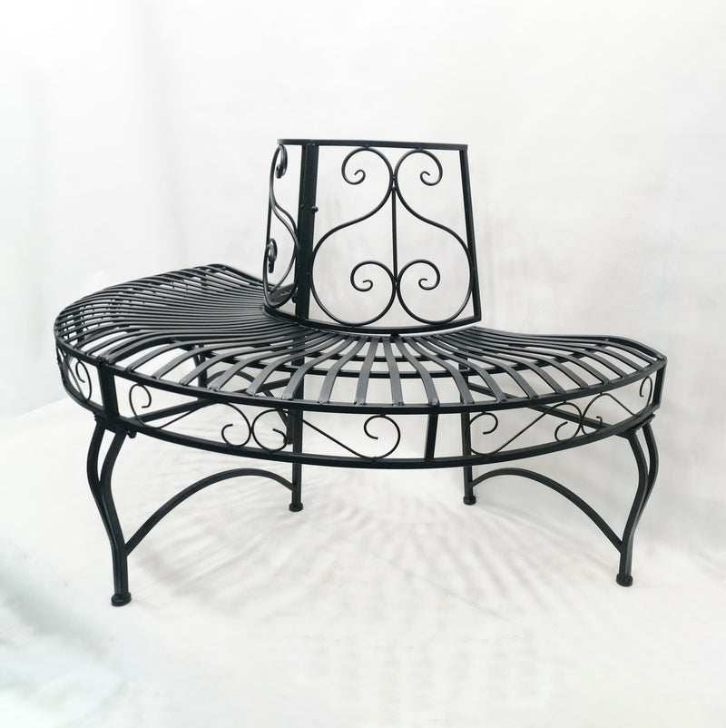 Black Semi-Circle Tree-Wrap Bench HI-LINE GIFT LTD.