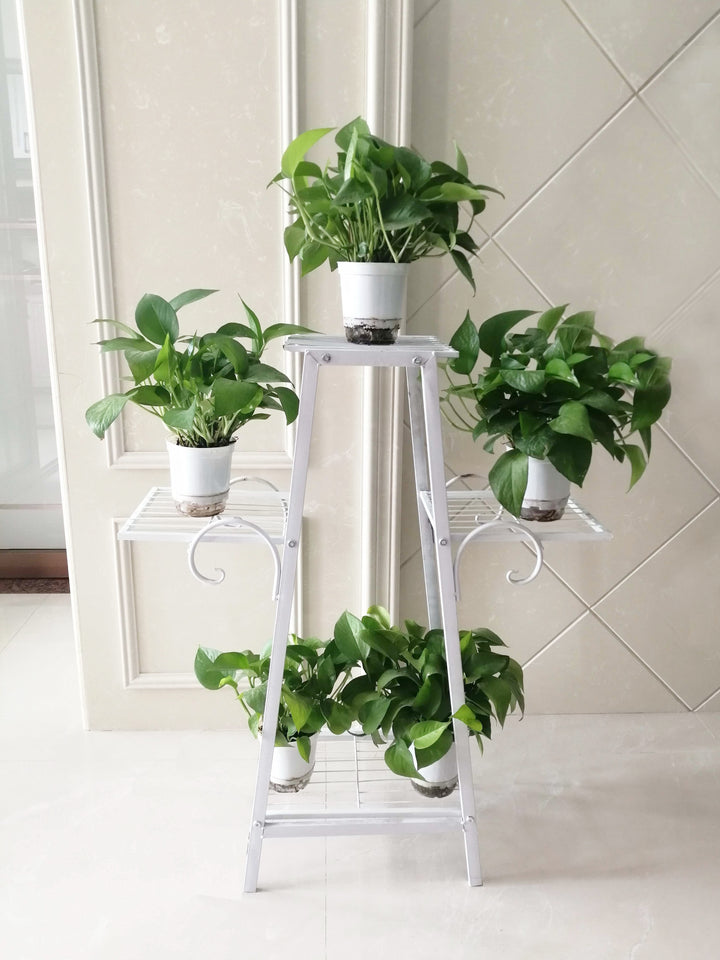 small metal plant stand indoor Three Tier Metal Plant Stand - White Color - Home Decor
