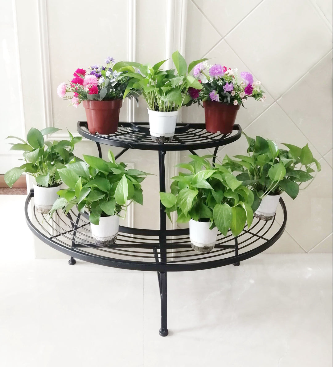 Black Semi-Circle Plant and Display Stand