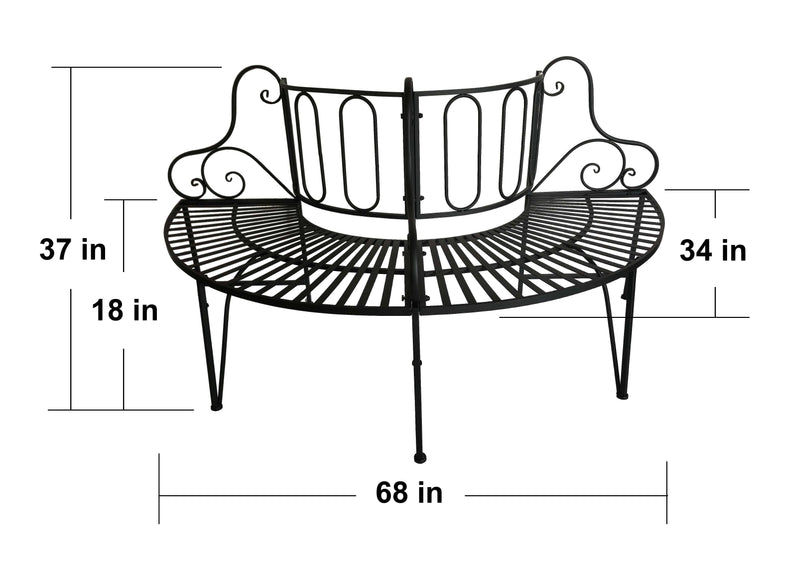78676-BK - Black Metal Tree Wrap Garden Bench Hi-Line Gift Ltd.