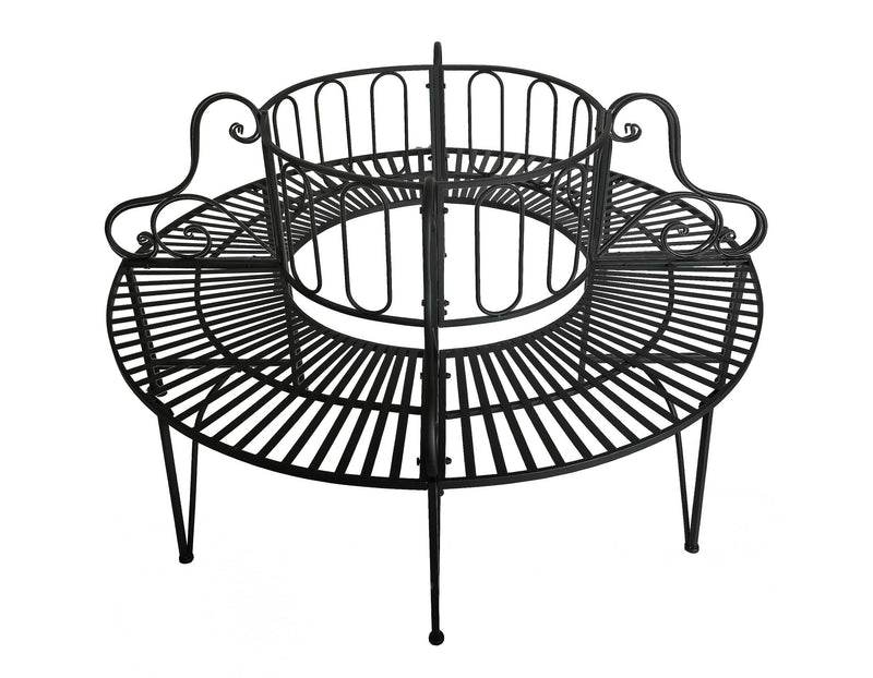 78676-BK - Black Metal Tree Wrap Garden Bench Hi-Line Gift Ltd.