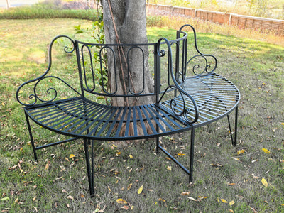 78676-BK - Black Metal Tree Wrap Garden Bench Hi-Line Gift Ltd.