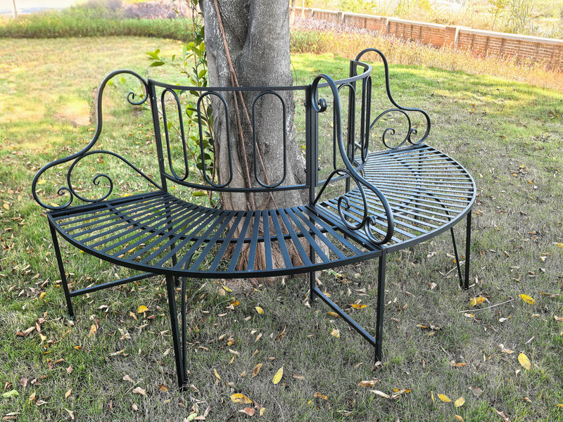 78676-BK - Black Metal Tree Wrap Garden Bench Hi-Line Gift Ltd.