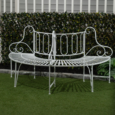 White Metal Tree Garden Bench Hi-Line Gift Ltd.