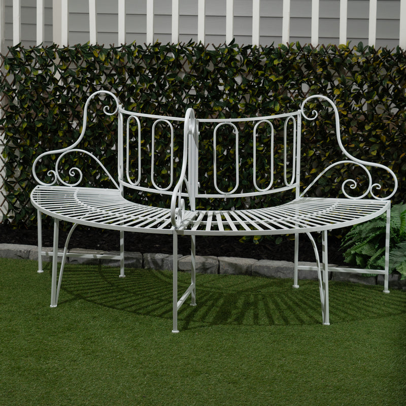 White Metal Tree Garden Bench Hi-Line Gift Ltd.