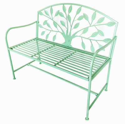 78683-BG - Blue Metal Garden Bench Tree Pattern Hi-Line Gift Ltd.