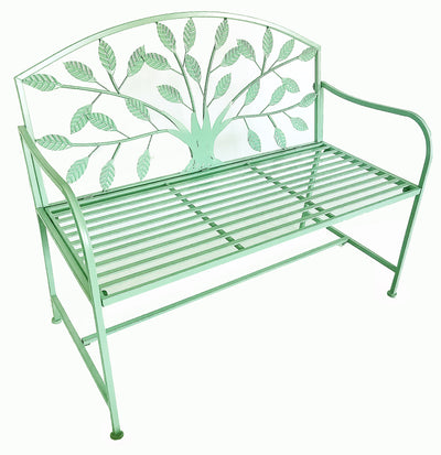 78683-BG - Blue Metal Garden Bench Tree Pattern Hi-Line Gift Ltd.