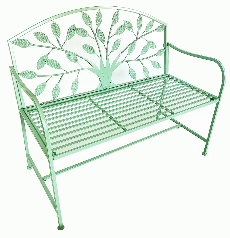 78683-BG - Blue Metal Garden Bench Tree Pattern Hi-Line Gift Ltd.