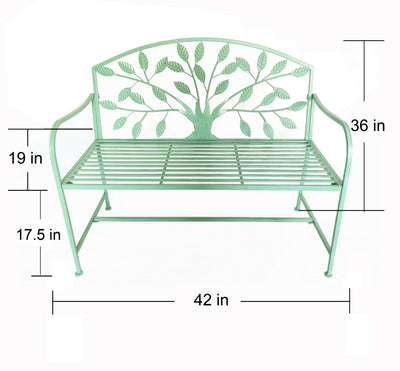 78683-BG - Blue Metal Garden Bench Tree Pattern Hi-Line Gift Ltd.