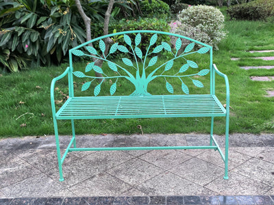 78683-BG - Blue Metal Garden Bench Tree Pattern Hi-Line Gift Ltd.
