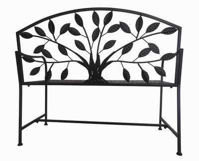78683-BK - Metal Garden Bench Tree Pattern-Black Hi-Line Gift Ltd.