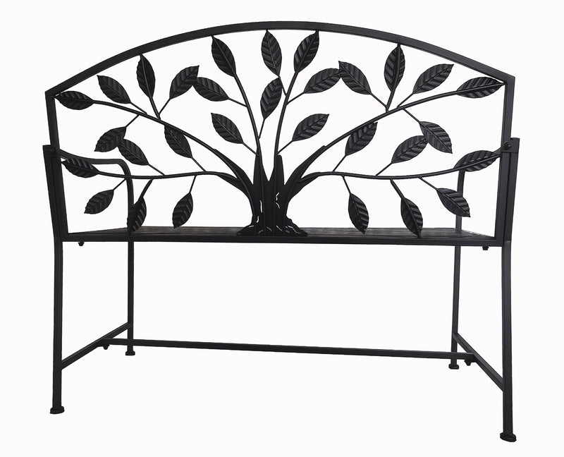 78683-BK - Metal Garden Bench Tree Pattern-Black Hi-Line Gift Ltd.