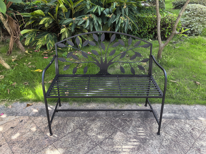 78683-BK - Metal Garden Bench Tree Pattern-Black Hi-Line Gift Ltd.