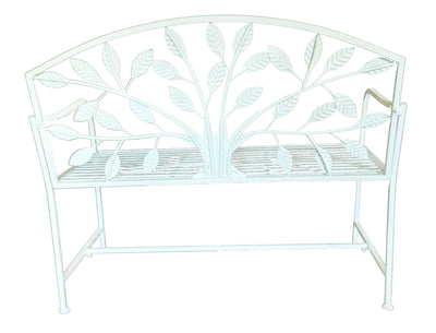 78683-CM - Metal Garden Bench Tree Pattern-White Hi-Line Gift Ltd.