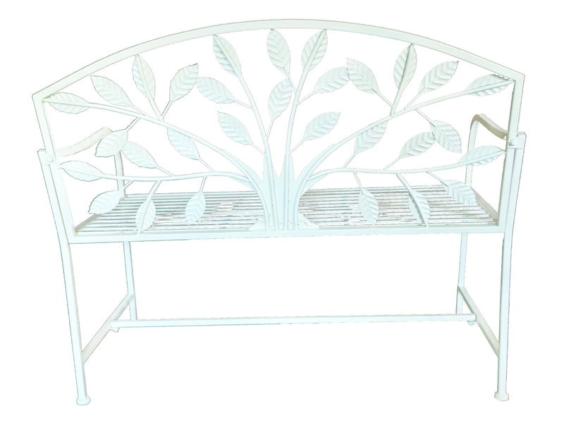78683-CM - Metal Garden Bench Tree Pattern-White Hi-Line Gift Ltd.