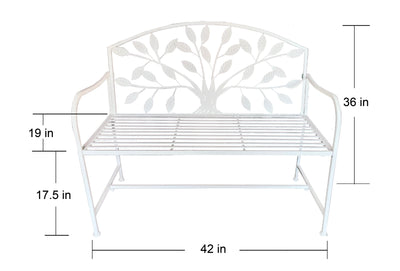 78683-CM - Metal Garden Bench Tree Pattern-White Hi-Line Gift Ltd.