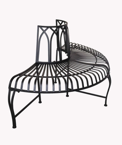 78684-BK - Black Tree Wrap Garden Bench Semi-Circle Hi-Line Gift Ltd.