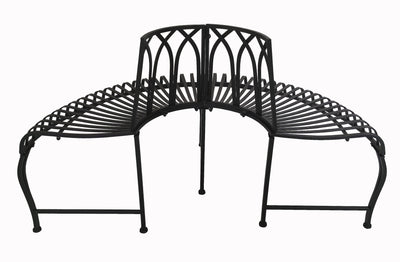 78684-BK - Black Tree Wrap Garden Bench Semi-Circle Hi-Line Gift Ltd.