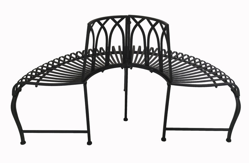 78684-BK - Black Tree Wrap Garden Bench Semi-Circle Hi-Line Gift Ltd.