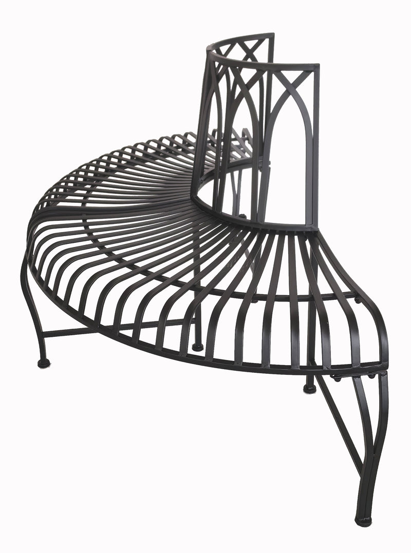 78684-BK - Black Tree Wrap Garden Bench Semi-Circle Hi-Line Gift Ltd.