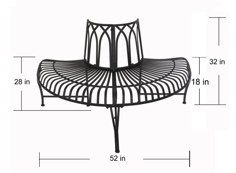 78684-BK - Black Tree Wrap Garden Bench Semi-Circle Hi-Line Gift Ltd.