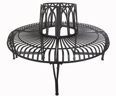 78684-BK - Black Tree Wrap Garden Bench Semi-Circle Hi-Line Gift Ltd.