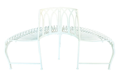 78684-CM - White Tree Wrap Garden Bench Semi-Circle Hi-Line Gift Ltd.