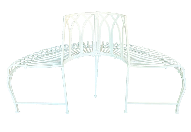 78684-CM - White Tree Wrap Garden Bench Semi-Circle Hi-Line Gift Ltd.