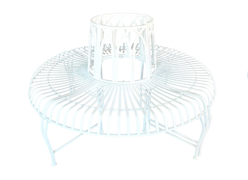 78684-CM - White Tree Wrap Garden Bench Semi-Circle Hi-Line Gift Ltd.