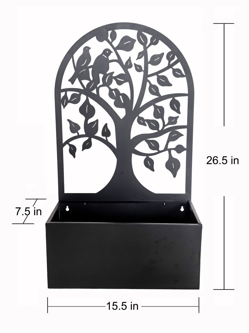 black wall hanging planter Metal Wall Art and Plant Holder (78686-GY) – Hi-Line Gift Ltd