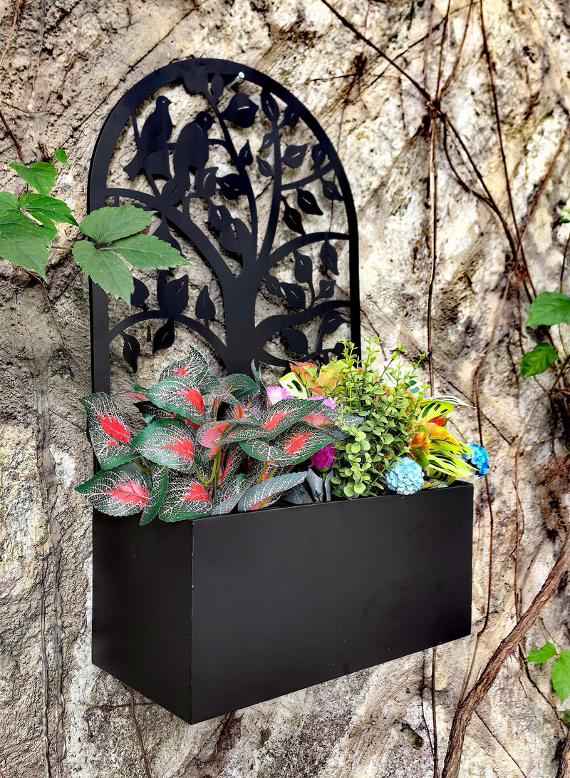 78685-BK - Garden Hanging Planter Black Metal Wall Decor Hi-Line Gift Ltd.