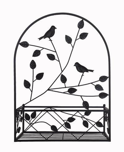 78686-BK - Black Metal Hanging Plant Holder 2 Pcs Set Outdoor Wall Decor Hi-Line Gift Ltd.