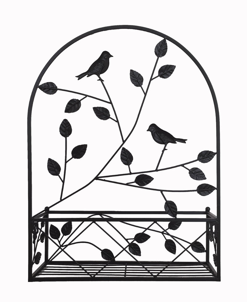 78686-BK - Black Metal Hanging Plant Holder 2 Pcs Set Outdoor Wall Decor Hi-Line Gift Ltd.