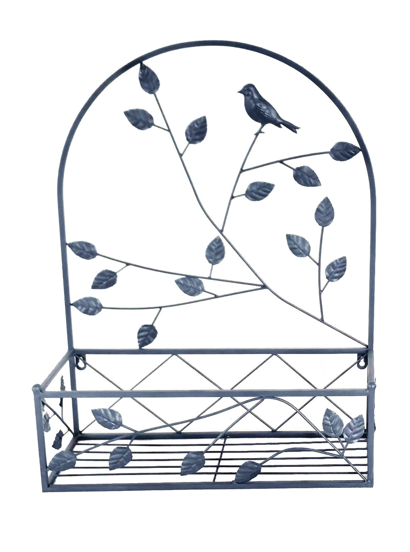 78686-GY - Gray Metal Hanging Plant Holder 2 Pcs Set Outdoor Wall Decor Hi-Line Gift Ltd.